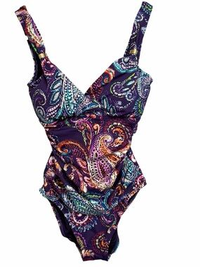 Lauren Ralph Lauren Purple One-Piece Swimsuit with Multicolor Accents